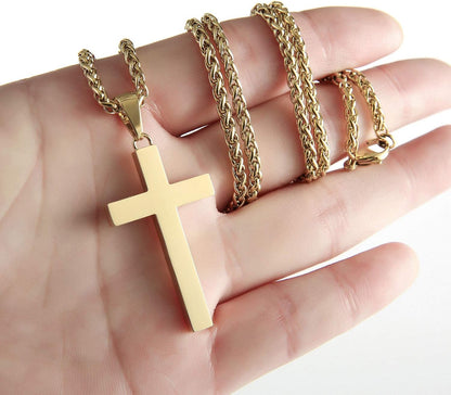 P. Blake Edelstahl Kreuz Anhänger Halskette für Männer Jungen, Christliches Kreuz Anhänger mit 61 cm Kette
