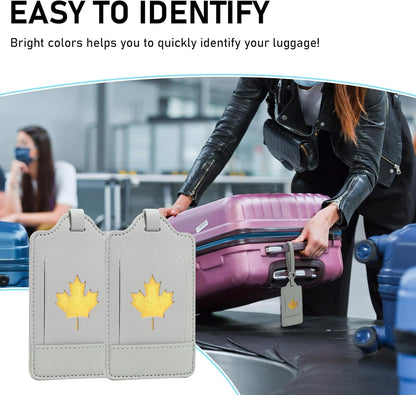 4 Pack Luggage Tag, Anyos PU Leather Travel Bag Labels Suitcase Baggage Tags with Name ID Card Privacy Protection