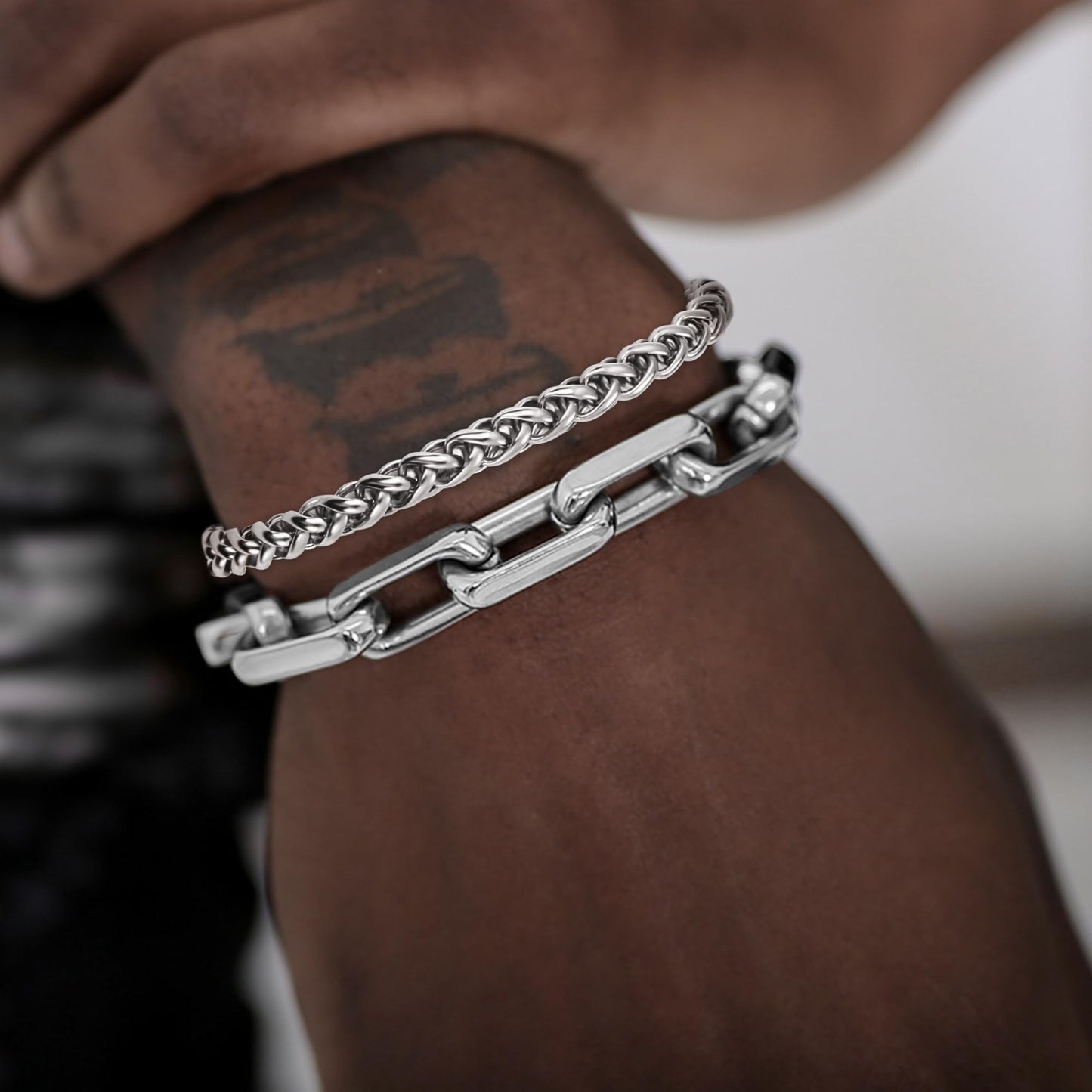 DAYANEY 3 Stücke Herrenarmband Silberarmbänder für Männer Set Wasserdicht Edelstahl Herrenschmuck, Verstellbares Cuban Gliederarmband Osterkorb Füller für Ihn, Vater oder Sohn Pulseras Para Hombre