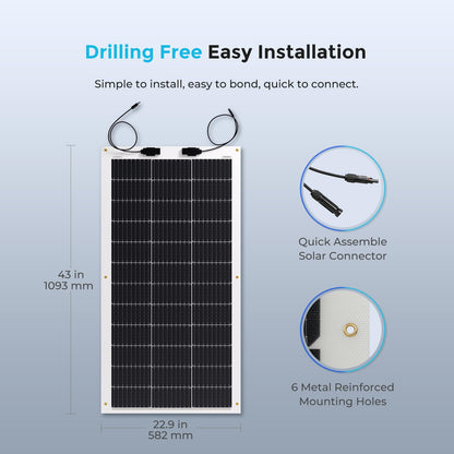 Renogy Flexible Solar Panel 50 Watt 12 Volt Monocrystalline Ultra-Flexible Bendable Mono Off-Grid Charger for Marine RV Cabin Van Car Boat Curve Surfaces