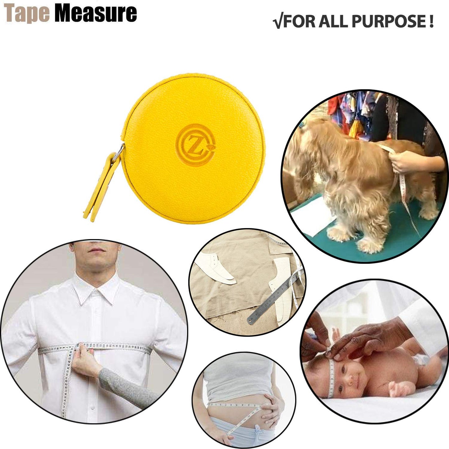 Maßband, Körpermaßband zum Nähen, für Schneider, Bastler, Stoff-Maßband für Körper- und medizinische Messungen, 1,5 m / 60 Zoll, beidseitig bedrucktes, einziehbares Lineal