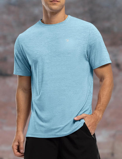 Rdruko Herren Kurzarm Trainingsshirts – Trockene Passform – Feuchtigkeitstransportierend – Für Laufen, Fitnessstudio, aktiven Sport