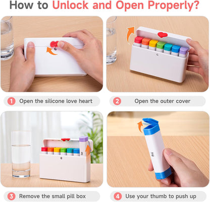 Daily Pill Dispenser, Weekly Pill Organizer 2 Times a Day, Cute Pill Organizer with New Design