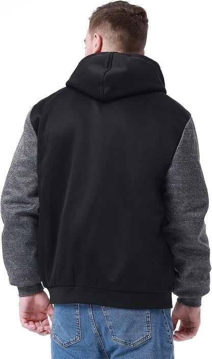 Herren-Hoodie, schweres Fleece-Futter, verdickt, warm, mit Kängurutasche für Outdoor und Freizeit