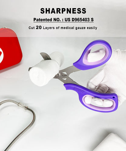 MEUUT 2 Pack Medical Scissors Trauma Shears for Left and Right Hand -Patented Bandage Scissors All Purpose with Non-Stick Blades, Surgical Grade Shears Stainless Steel EMT Scissors for Nurses EMT