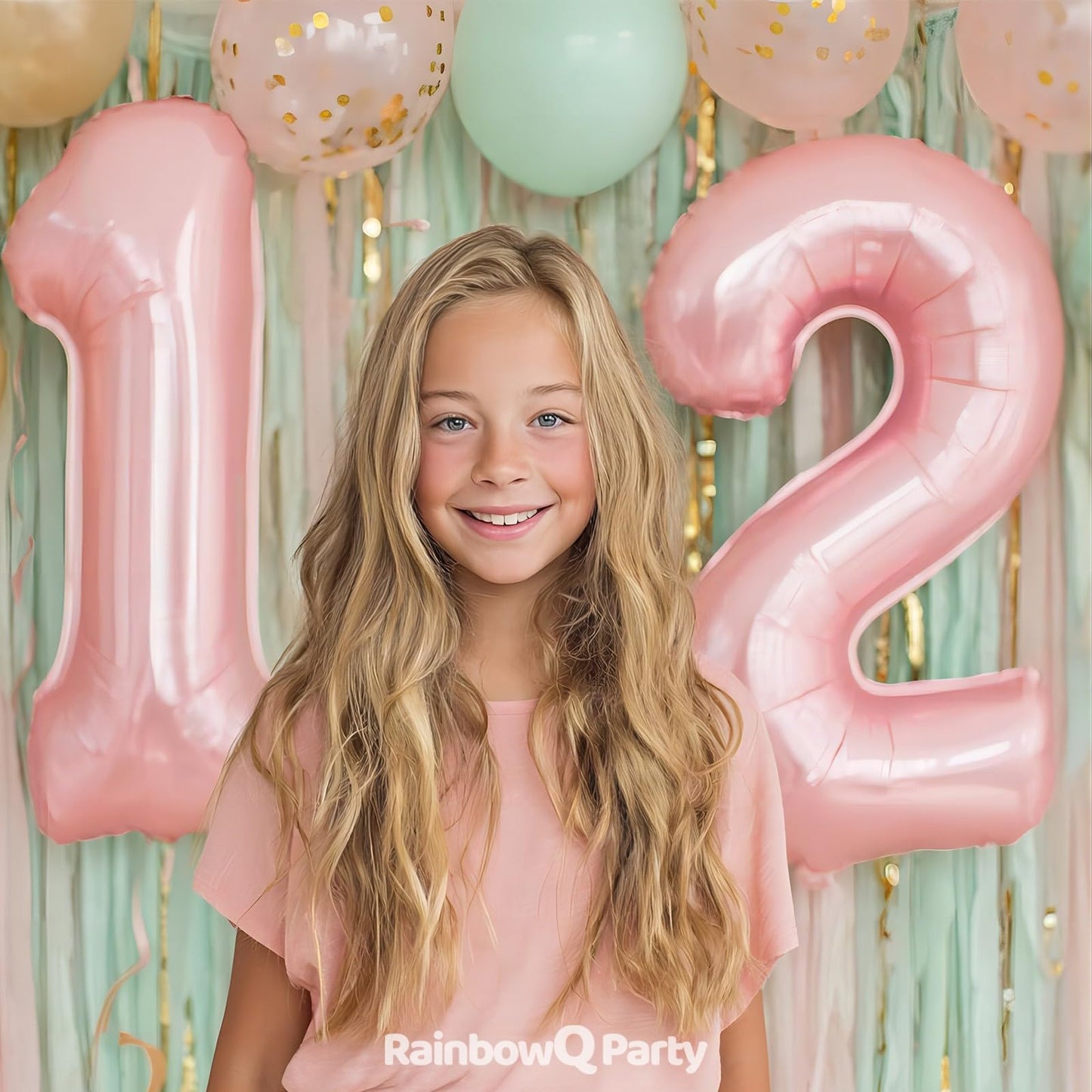 RainbowQ Party 1 Ballon Nummer 40 Zoll für Jungen oder Mädchen Groß Rosa 0-9 Folien-Mylar Großer 1 Zahlenballon Alles Gute zum 1. Geburtstag Party Jubiläumsdekorationen Zubehör