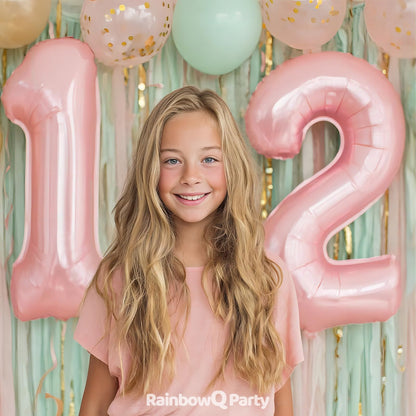 RainbowQ Party 1 Ballon Nummer 40 Zoll für Jungen oder Mädchen Groß Rosa 0-9 Folien-Mylar Großer 1 Zahlenballon Alles Gute zum 1. Geburtstag Party Jubiläumsdekorationen Zubehör
