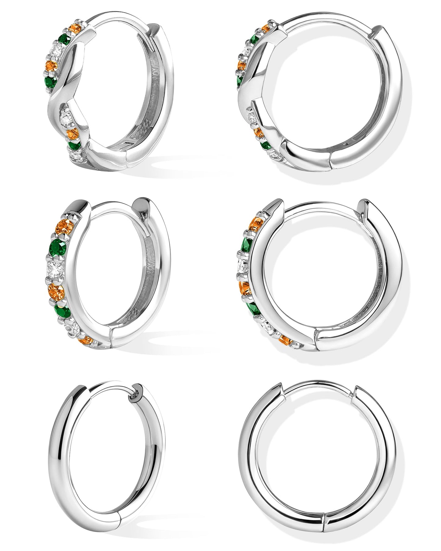 Inerney 14K Gold Plated Huggie Hoop Earrings for Women, Small Sterling Silver Earring Set Hypoallergenic Cartilage Helix Stacks, Mini Dainty Cute Trendy Birthstone Jewelry Gift for Multiple Piercings