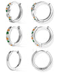 Inerney 14K Gold Plated Huggie Hoop Earrings for Women, Small Sterling Silver Earring Set Hypoallergenic Cartilage Helix Stacks, Mini Dainty Cute Trendy Birthstone Jewelry Gift for Multiple Piercings