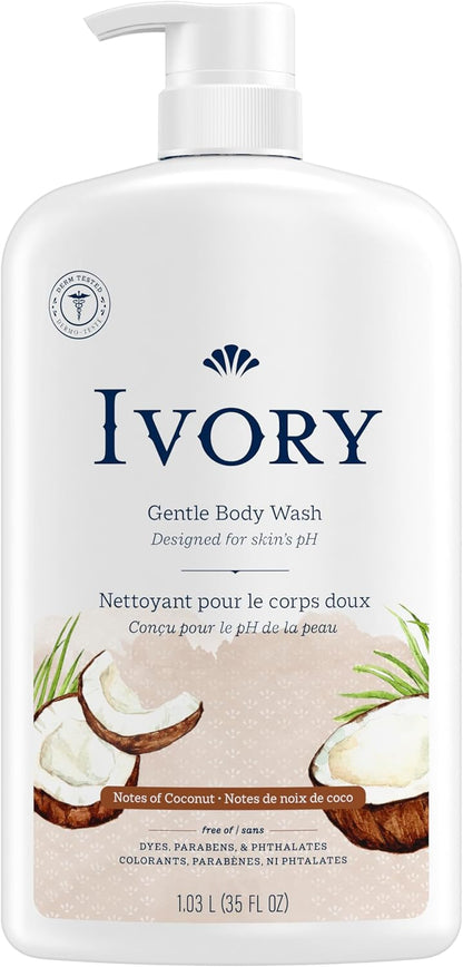 Ivory Mild & Gentle Body Wash, Coconut Water Scent, 1.03 L
