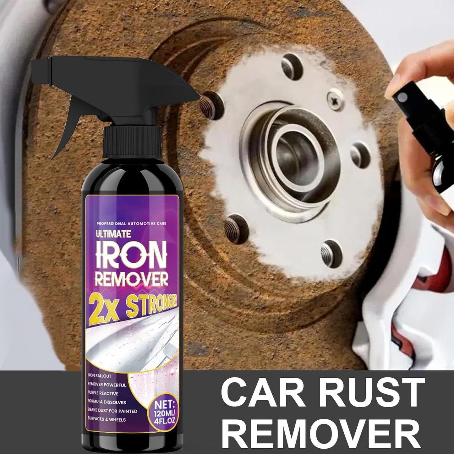 Iron Remover Car Detailing,Powerful Rust Stain Remover - Protective Metal Cleaner, 120ml Long-Lasting Automotive Detailing Products for Wheel