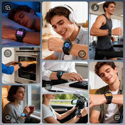 Smartwatches für Damen und Herren, Smartwatch mit 120 Sportmodi, 1,83 Zoll HD-Display, Herzfrequenz-/Schlafmonitor, IP67 wasserdicht, Bluetooth-Anruf- und Musiksteuerung für iPhone/Android (Glänzend Schwarz)