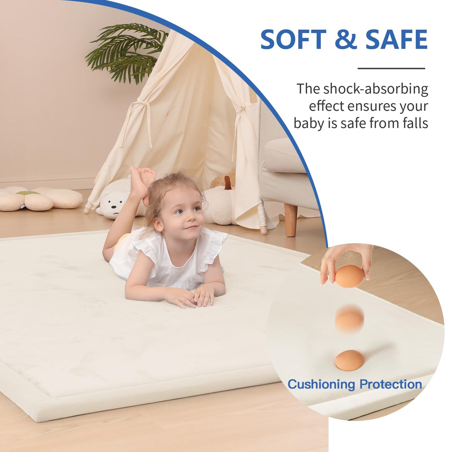 Huloo Sleep Ultra Soft Baby Spielmatte für den Boden, 3,3 cm dicke Elasti-Foam 127x127 cm Laufgittermatte für Kleinkinder, rutschfeste Rückseite, sicher zum Krabbeln und für die Bauchlage, Tatami-Stil (Dunkelgrau)