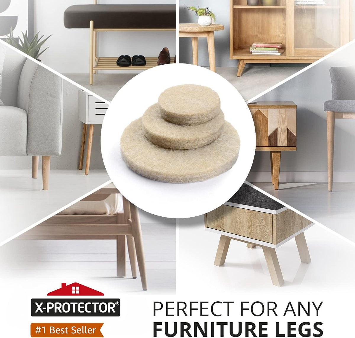Felt Pads X-PROTECTOR - Giant 235 Pack Premium Furniture Pads. Huge Quantity Felt Furniture Pads Wood Floor Protectors for Furniture Feet – Best Hardwood Floor Protectors. Protect Your Wood Floors!