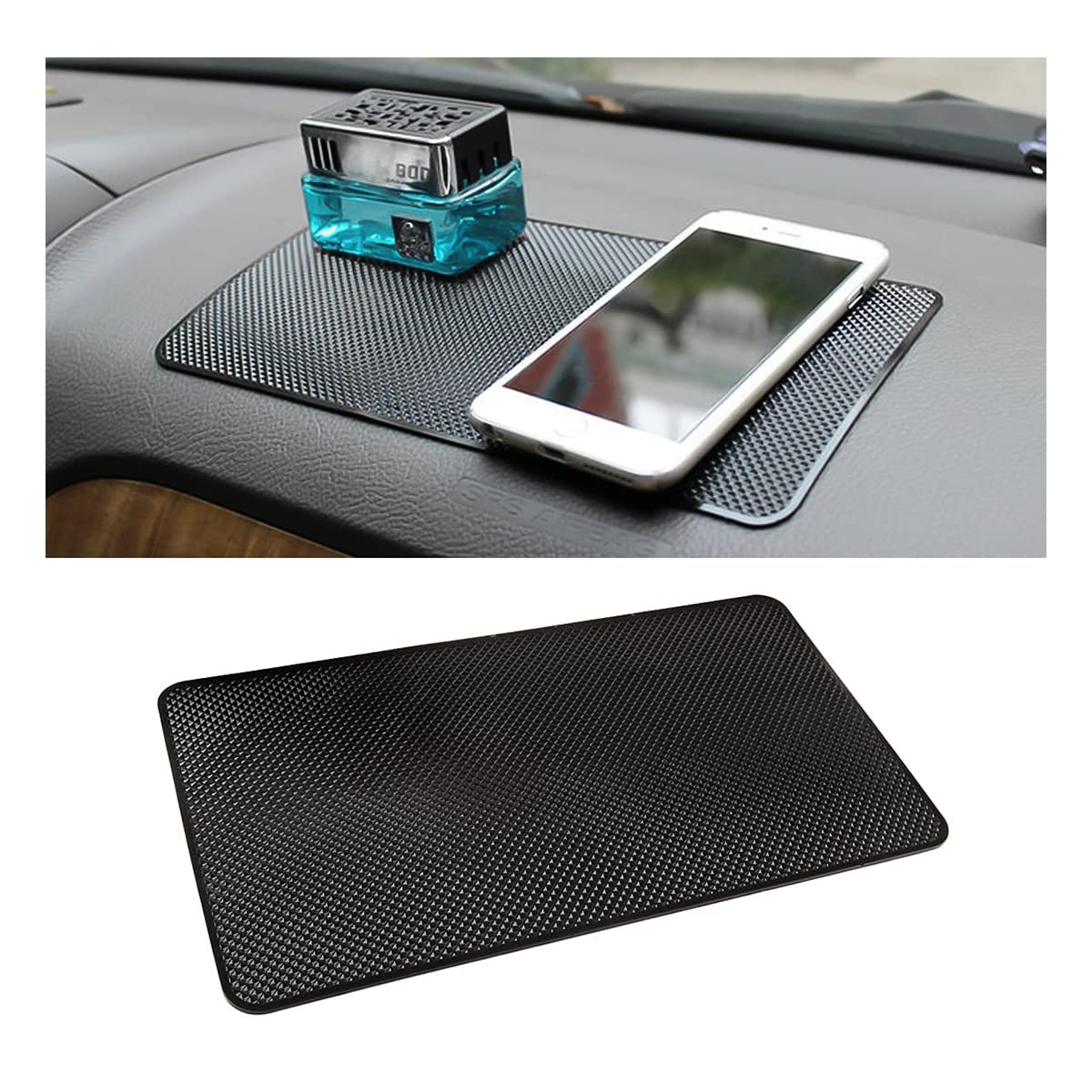 Auto-Armaturenbrett-Anti-Rutsch-Gummipad, 27 x 15 cm Universal rutschfeste Auto-Magic-Armaturenbrett-Haftmatte für Handys, Sonnenbrillen, Schlüssel, elektronische Geräte und mehr (Schwarz/Gitter)