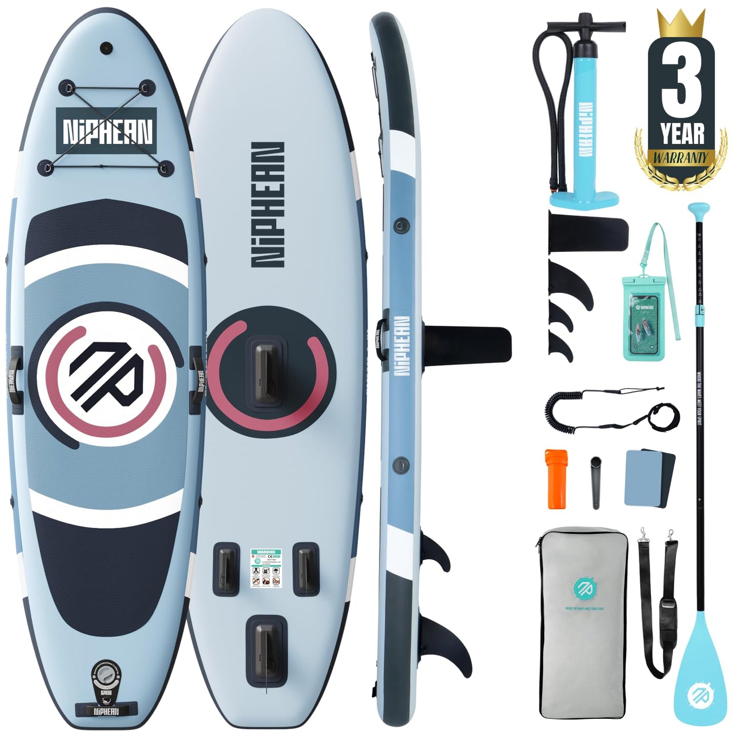 Niphean（Ultra-Light） Inflatable Paddle Board with StabilTrac Fin and Durable SUP Accessories, 10' Stand Up Paddle Boards for Adults & Youth, Versatile Yoga Paddle Board, Gift Ideas