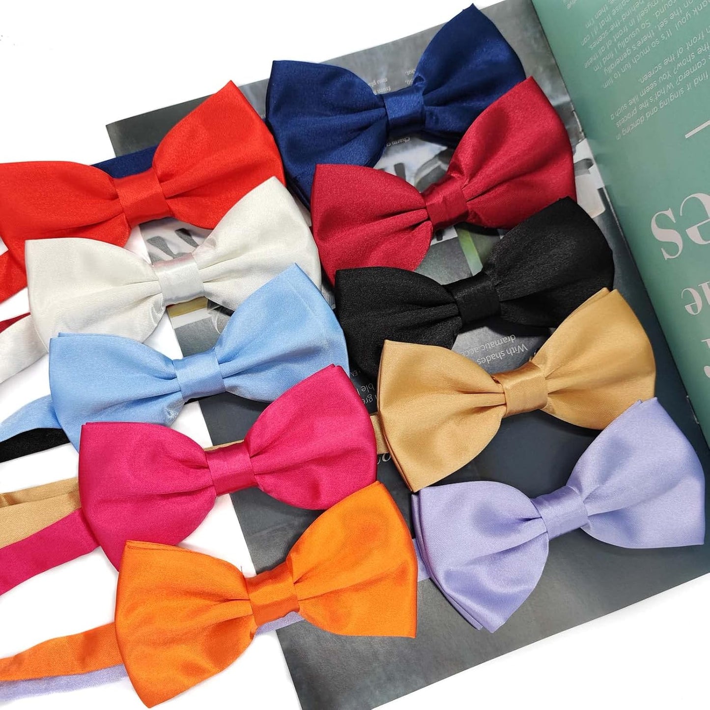 Verstellbare Herren-Fliege, einfarbig, doppelt gefaltet, vorgebunden für Dinner, Hochzeiten, Partys, Business, Bälle