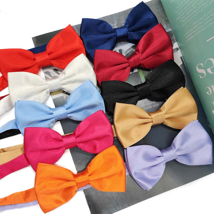 Verstellbare Herren-Fliege, einfarbig, doppelt gefaltet, vorgebunden für Dinner, Hochzeiten, Partys, Business, Bälle