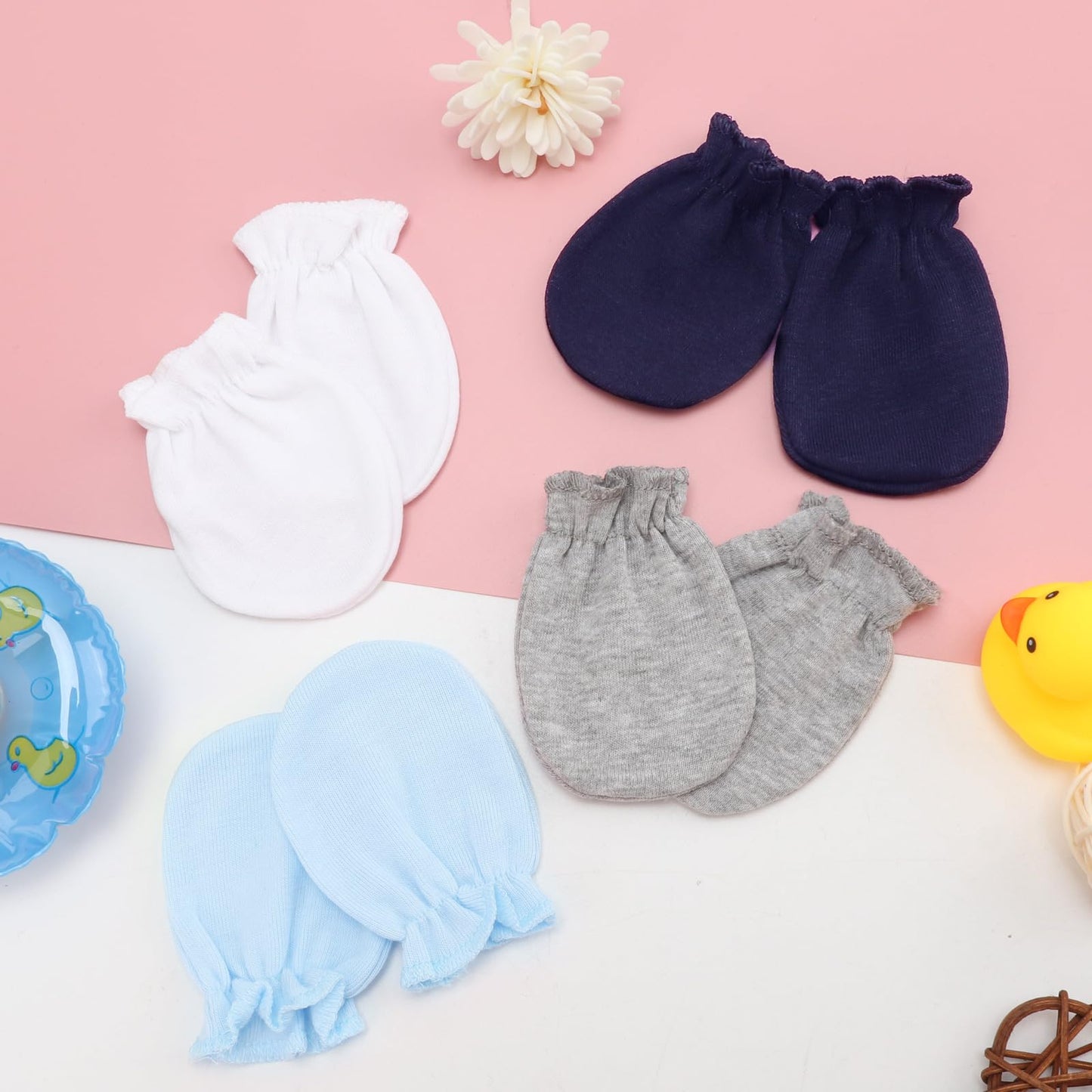 BQUBO Baby Fäustlinge Kratzschutz Handschuhe aus Baumwolle mit elastischem Bündchen Hypoallergen für Neugeborene und Babys von 0-6 Monaten Jungen und Mädchen