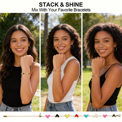 AICase 18K Gold Plated Clover Bracelet Dupes Gold/White/Black Bracelet Set for Women Flower Leaf Lucky Clover Bracelets Trendy Jewelry Birthday Gifts for Women/MoM/Friends