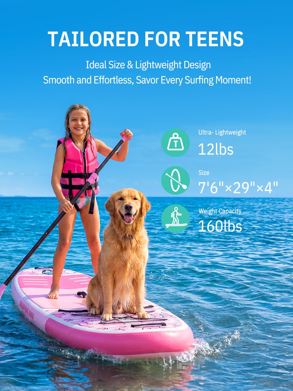 Niphean（Ultra-Light） Inflatable Paddle Board with StabilTrac Fin and Durable SUP Accessories, 10' Stand Up Paddle Boards for Adults & Youth, Versatile Yoga Paddle Board, Gift Ideas