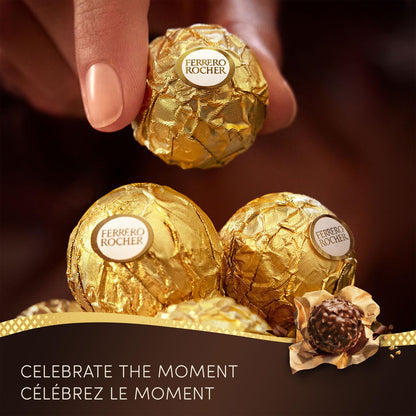 FERRERO ROCHER Caja de Regalo de Chocolate con Leche y Avellanas, 48 Unidades, Regalo Ideal para Anfitrionas, 600g