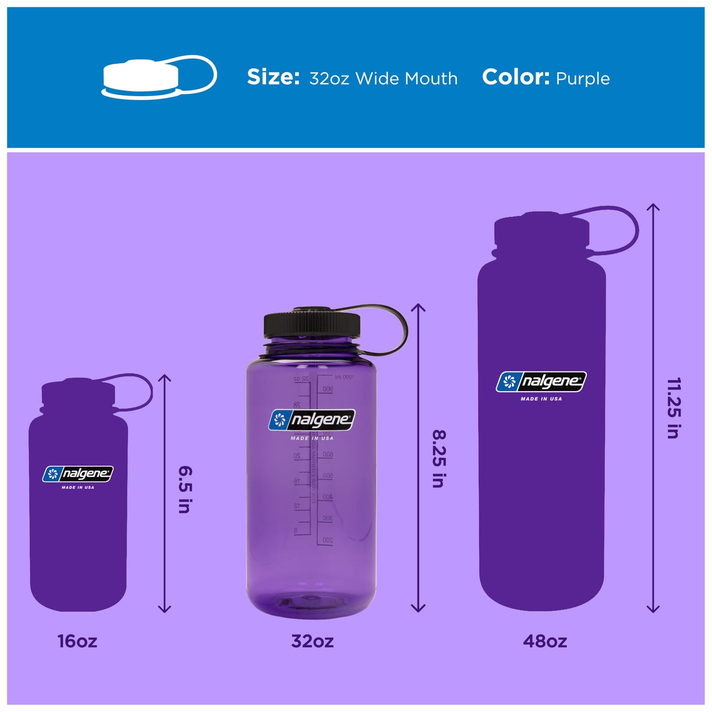 Nalgene 32 oz Wide Mouth Water Bottle | BPA-Free, Durable & Leak Proof, Lightweight Bottle for Hiking & Gym, Work & Travel