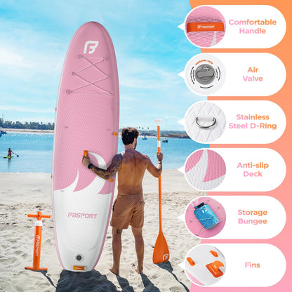 FBSPORT 11' Premium Stand Up Paddle Board, Yoga Board with SUP Accessories & Carry Bag | Wide Stance, Surf Control, Non-Slip Deck, Leash, Paddle and Pump for Youth & Adult