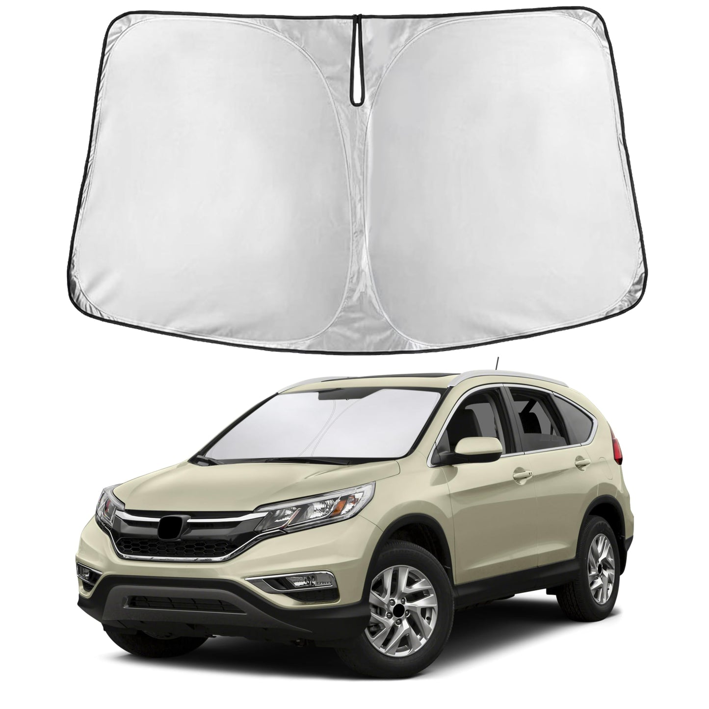 EcoNour Car Windshield Sunshade | Blocks 99% Heat & Keeps Interior Cool | Universal Fits Cars, SUVs, Trucks | Automotive Sun Screen, Visor & Car Accessories for Summer | Medium (64x32 Inches)