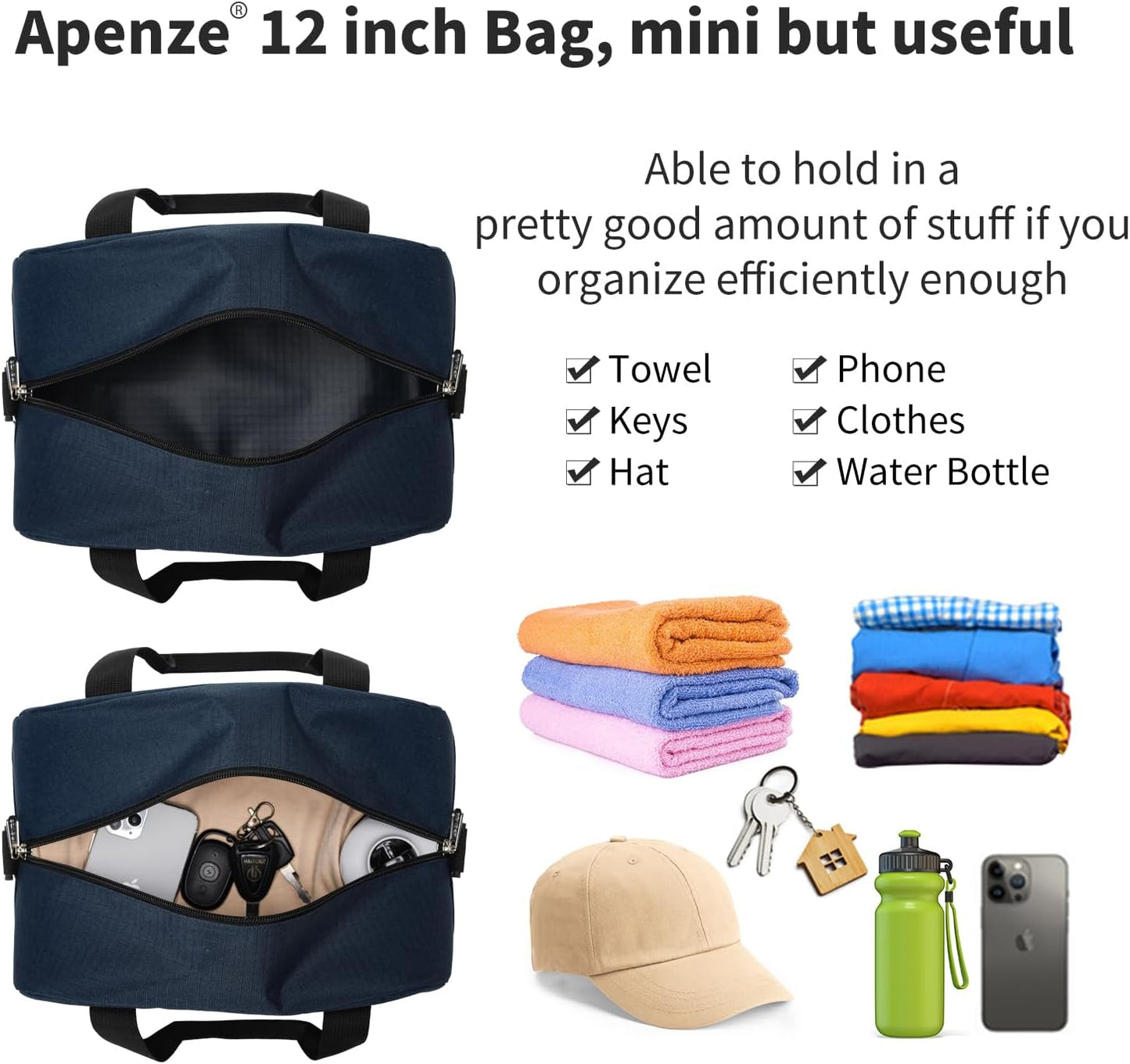 Kleine Sporttasche 18 Zoll Handgepäck Reisetasche für Wochenendtrips Sport-Schwarz