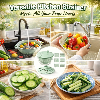Salad Spinner 7‑Piece Multifunction Set – Lettuce Spinner, Vegetable Washer, Salad Chopper, Slicer, Shredder & Grater – Salad Bowl with Lid & All‑in‑One Kitchen Gadget for Easy Prep