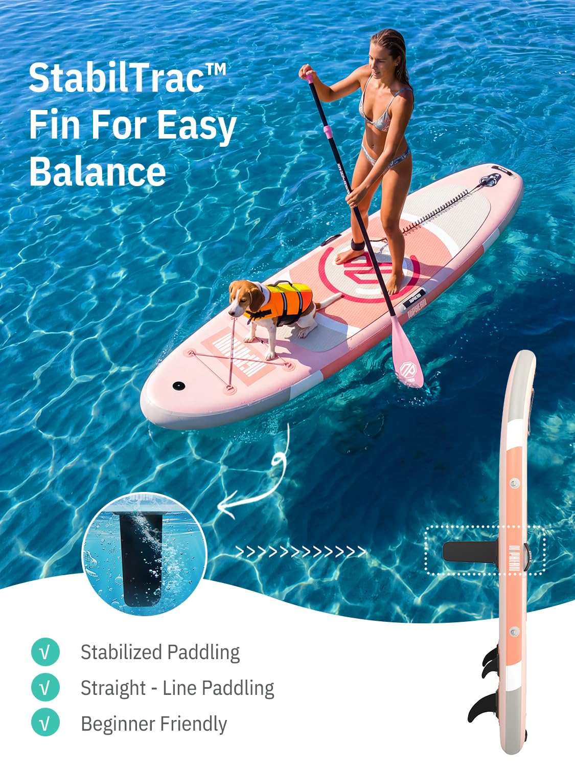 Niphean（Ultra-Light） Inflatable Paddle Board with StabilTrac Fin and Durable SUP Accessories, 10' Stand Up Paddle Boards for Adults & Youth, Versatile Yoga Paddle Board, Gift Ideas