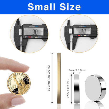 TRYMAG Klein 10x3mm 50 Stück Seltenerdmagnete, 50 Stück Winzige Runde Kühlschrankmagnete für Whiteboard, Kühlschrank, DIY, Küche, Büro
