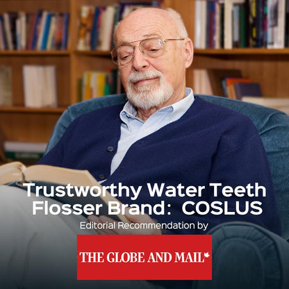 COSLUS Water Flosser C20 (F5020E): 300ML Kabelloser Elektrischer Munddusche Wiederaufladbar IPX7 Wasserdicht Tragbares Reise-Zahnseide-Set für die Zähne