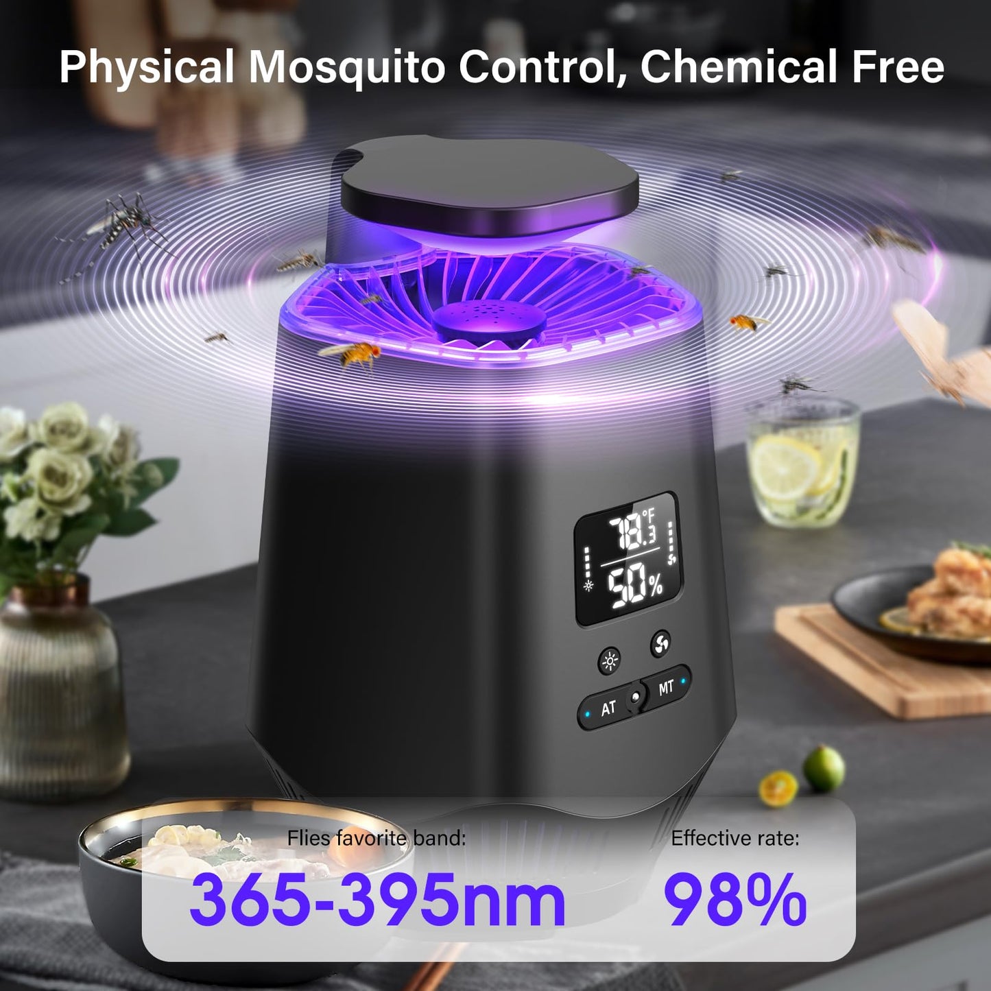 Fruit Fly Traps for Indoors, Smart Fly Trap Indoor Bug Zapper Gnat Traps for House Indoor with Temperature and Humidity Sensor, 10PCS Sticky Boards Black 0