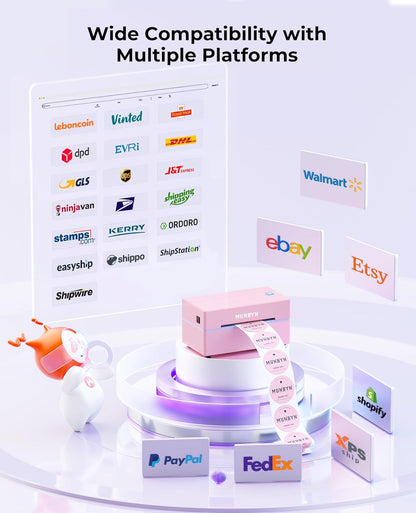 MUNBYN Bluetooth Thermodrucker für Versandetiketten, 130B Kabelloser 4x6 Etikettendrucker für kleine Unternehmen und Büros, kompatibel mit iPhone, Android, iPad, Windows, macOS, Canada Post, UPS, Purolator (Weiß)