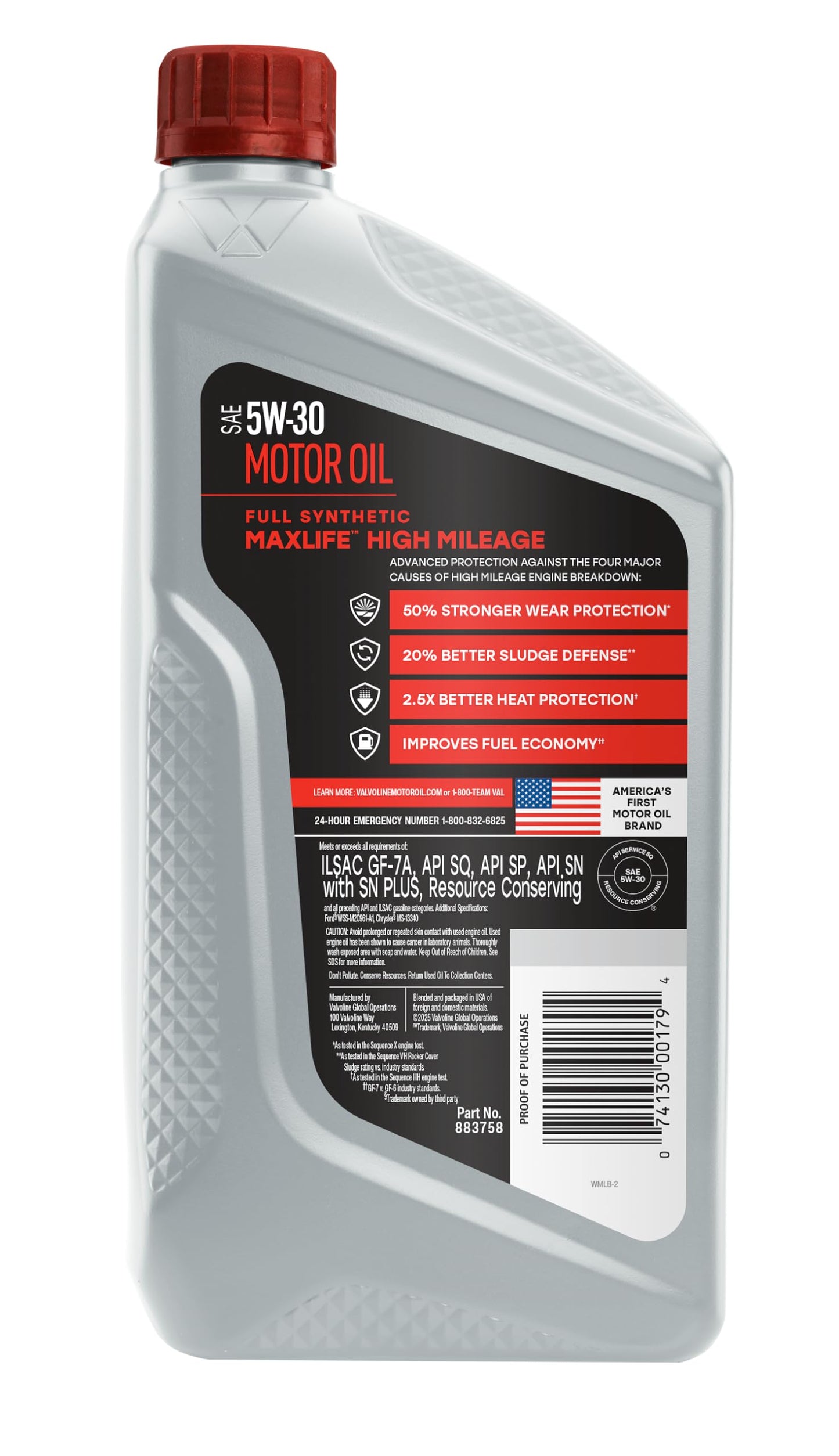 Valvoline MaxLife High Mileage 5W-30 Synthetic Blend Motor Oil 5 Quart