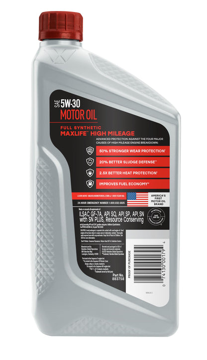 Valvoline MaxLife High Mileage 5W-30 Synthetic Blend Motor Oil 5 Quart