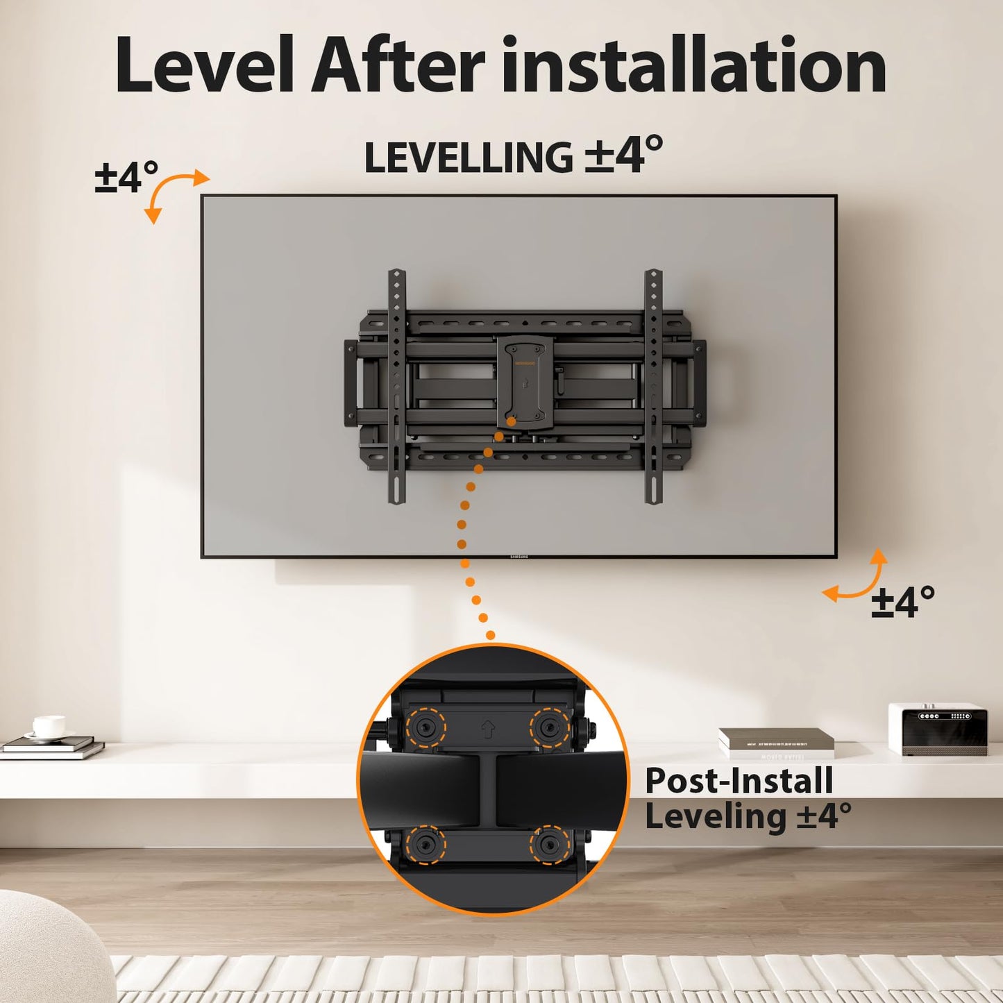 IWORKBOARD 55 65 75 85 inch Tilting TV Wall Mount for 32-90 '' TVs, Low Profile TV Mount Bracket, Safe Lock & Quick Release, Max VESA 600x400mm, 24 inch Studs,132 lbs, Fit Most 55+ 75+ 85+ 86 TVs