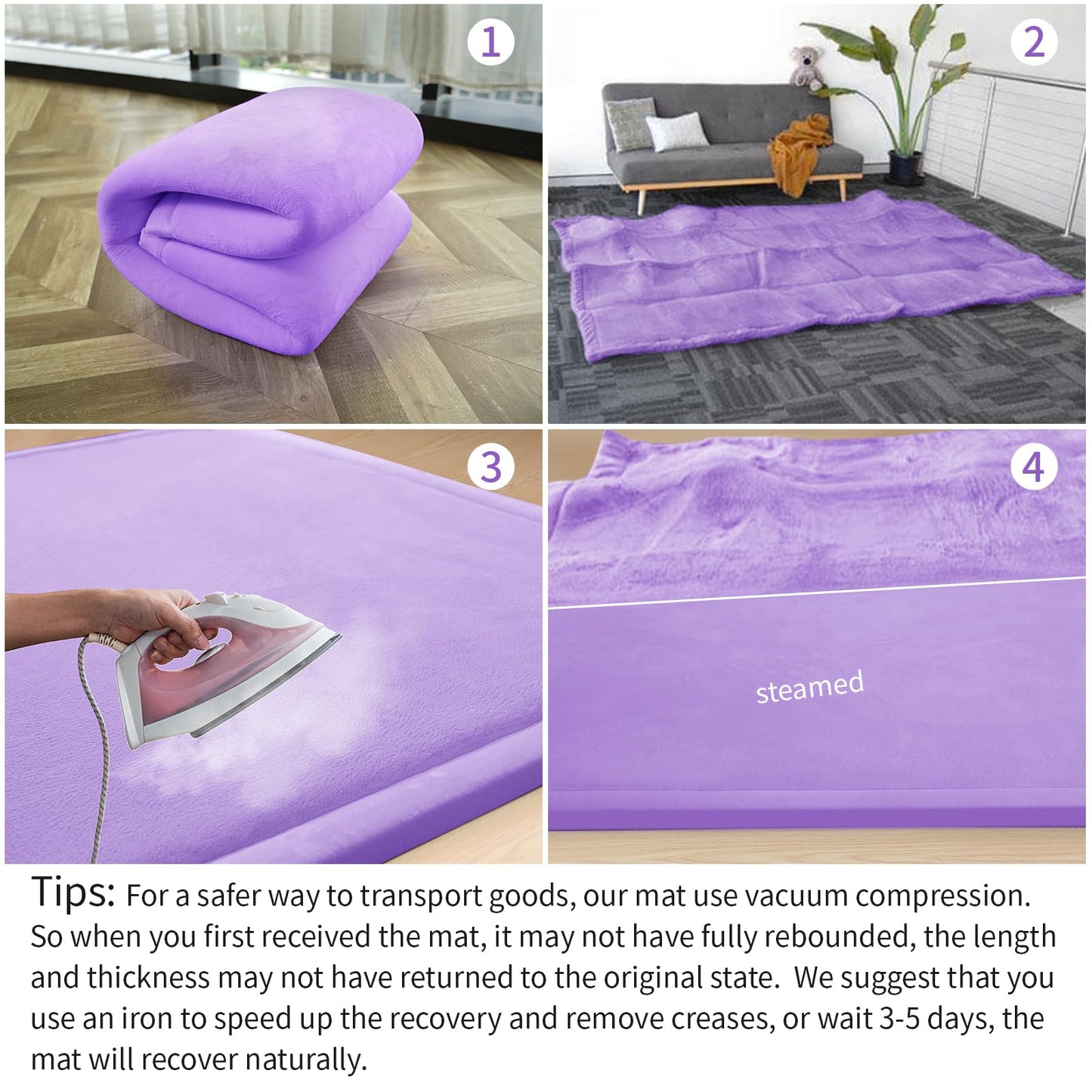 Huloo Sleep Ultra Soft Baby Spielmatte für den Boden, 3,3 cm dicke Elasti-Foam 127x127 cm Laufgittermatte für Kleinkinder, rutschfeste Rückseite, sicher zum Krabbeln und für die Bauchlage, Tatami-Stil (Dunkelgrau)
