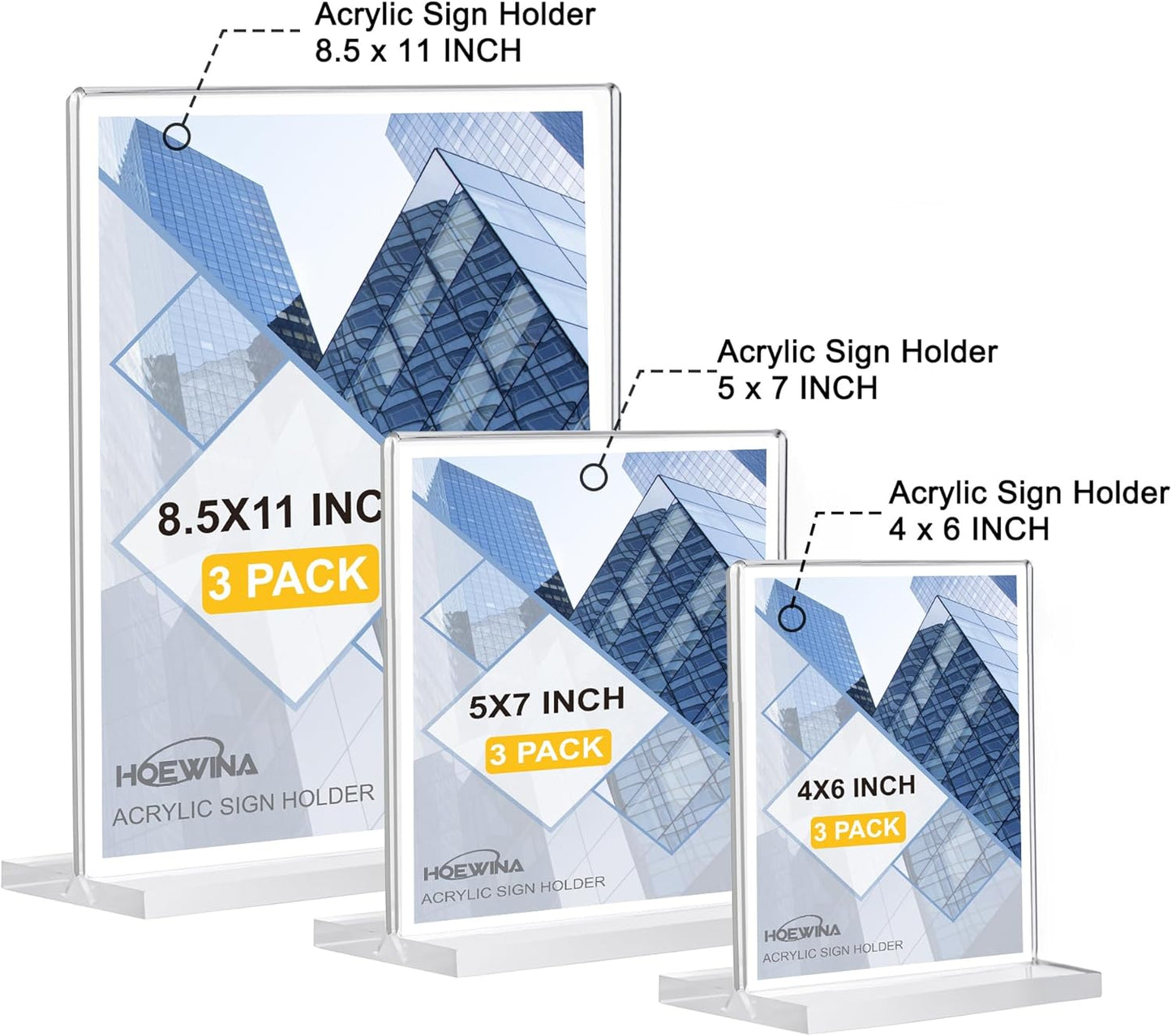 Acryl-Schilderhalter 8,5 x 11 Zoll 3er-Pack, klarer Aufsteller für Schilderhalter, vertikale doppelte Acrylaufsteller, Ausstellungsartikel für Verkaufsstände