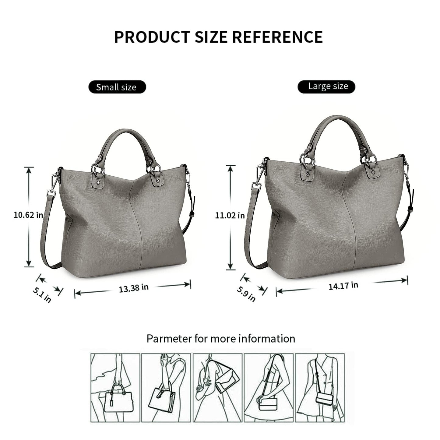 Kattee Damen Weiche Echtleder Tragetasche Schultertasche Handtasche