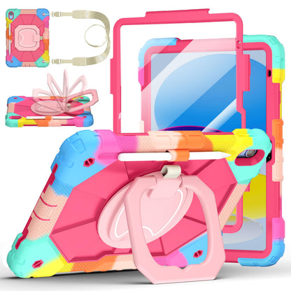 Case for iPad A16 11th Generation 11 Inch 2025, Auorld for iPad 10th Generation 10.9 inch 2022 case with Screen Protector, 360 Degree Rotating Stand Shoulder Strap Pencil Holder, Navy Pink
