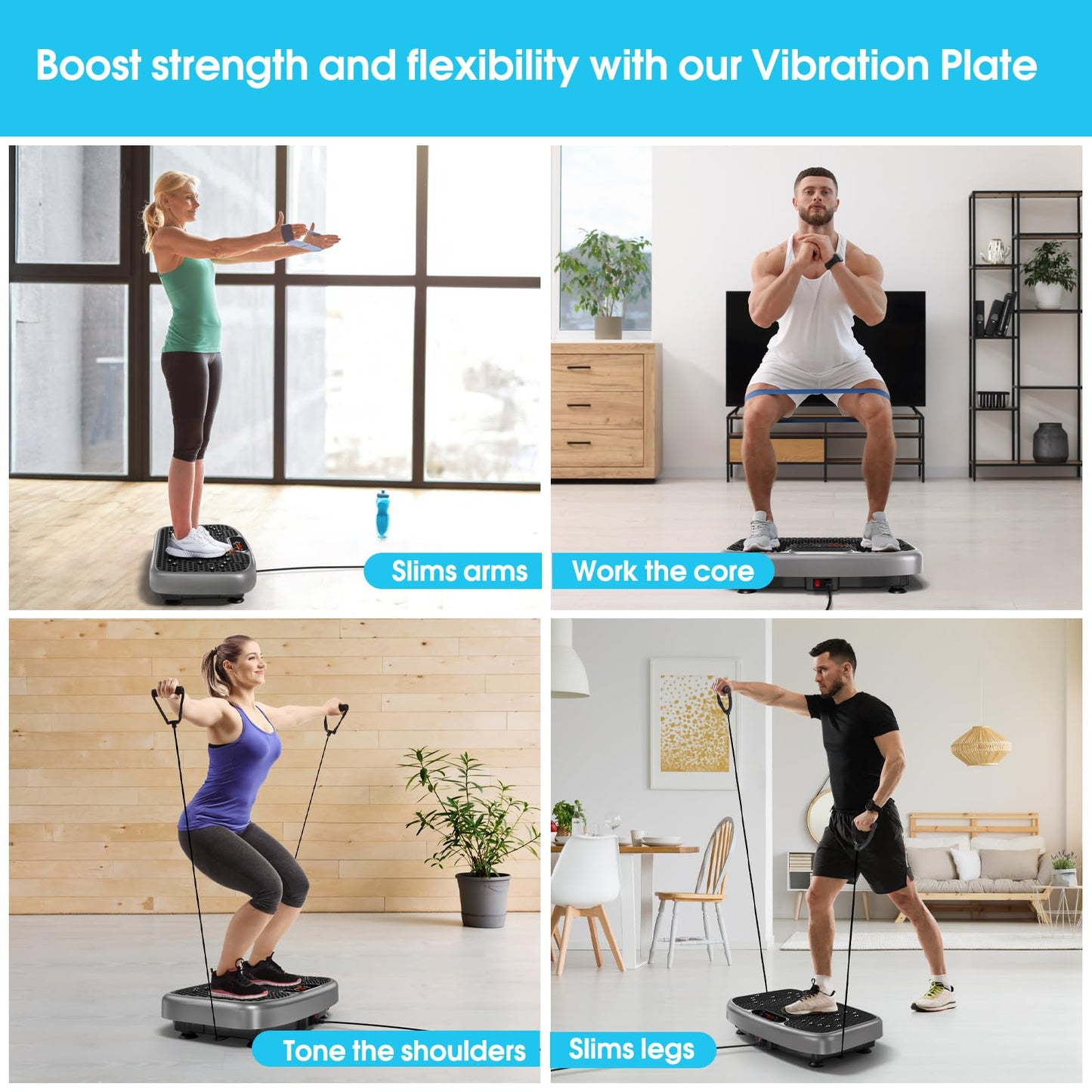 SoftGym Waver Vibration Plate Exercise Machine for Lymphatic Drainage Weight Loss,120 Speed Levels Vibrating Platform with Resistance Bands,Full-Body Workout Equipment for Muscle Activation