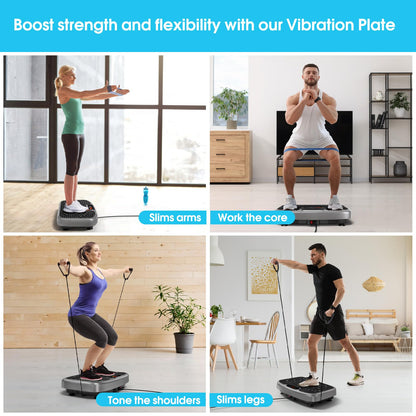 SoftGym Waver Vibration Plate Exercise Machine for Lymphatic Drainage Weight Loss,120 Speed Levels Vibrating Platform with Resistance Bands,Full-Body Workout Equipment for Muscle Activation