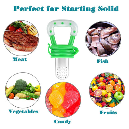 PandaEar Fresh Fruit Feeder Schnuller (3er Pack) | Lebensmittelqualität Weiche Sichere BPA-freie Silikonbeutel