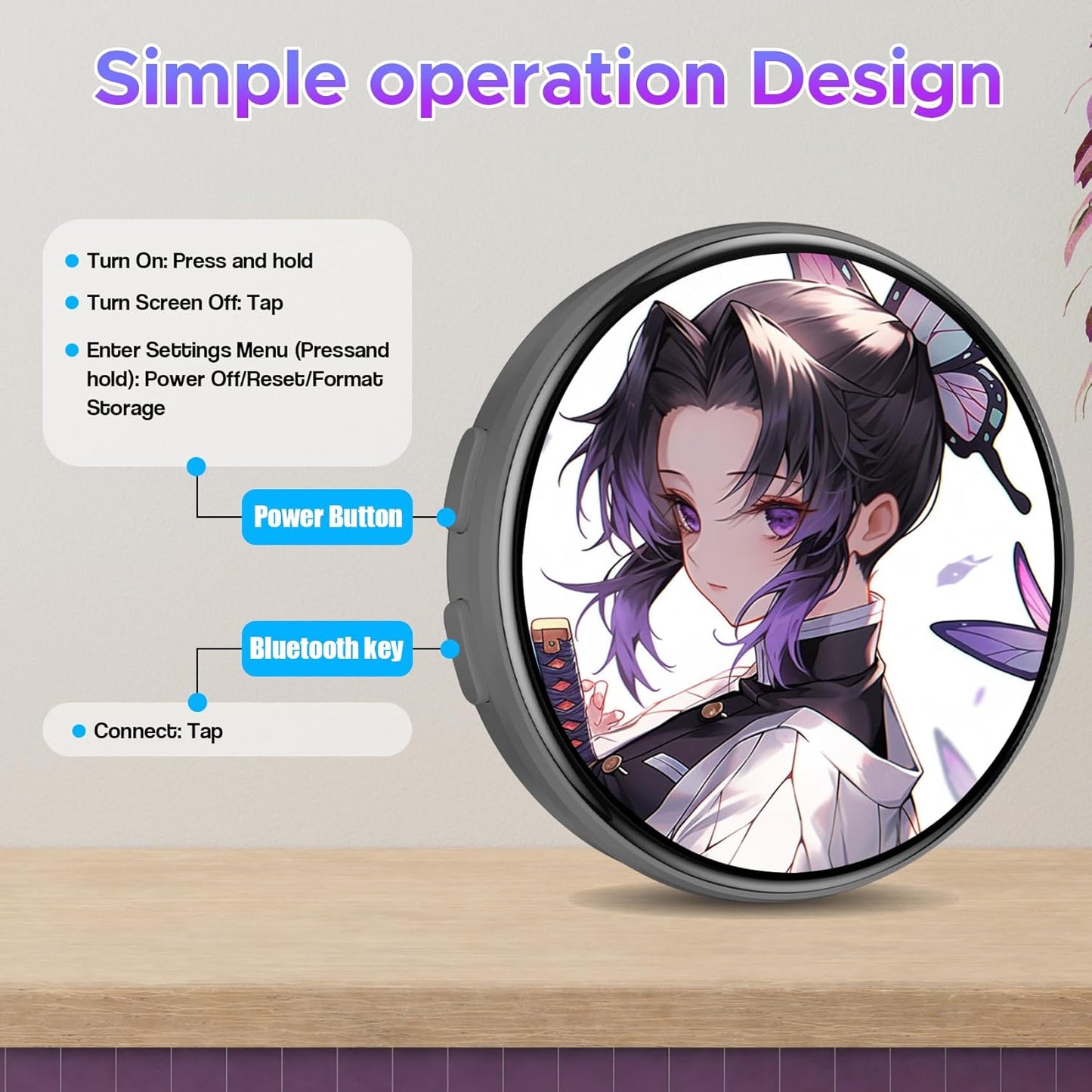 HD Touchscreen Digital Badge Pin – Smart Anime E-Badge for Backpacks with Video & GIF Display, Lightweight Pixel Name Tag, Rechargeable Electronic Button for Cosplay, Conventions & Unique Gifts