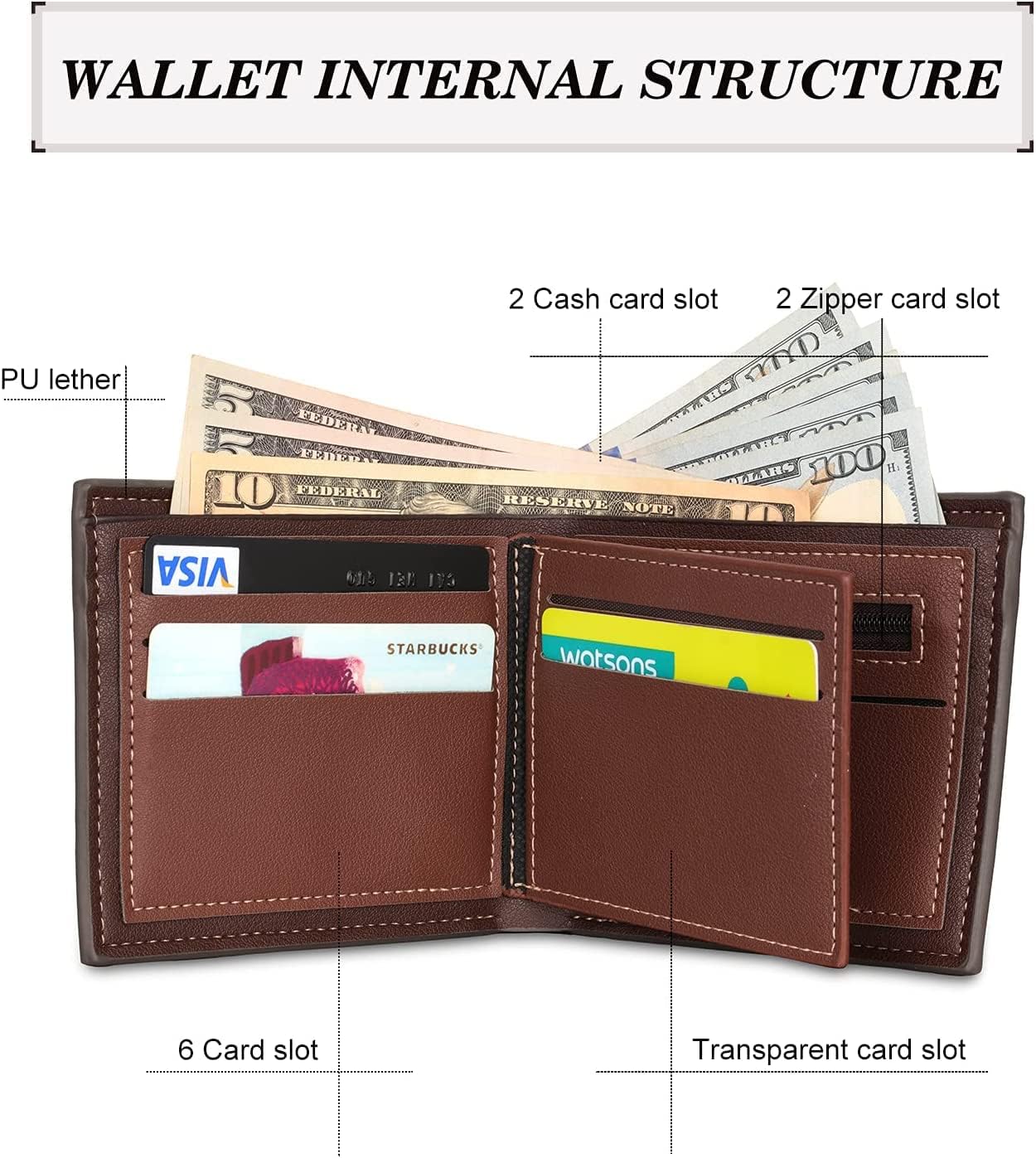Custom Wallets for Men Personalized Leather Photo Wallet Fathers Day Gift for Dad Boyfriend