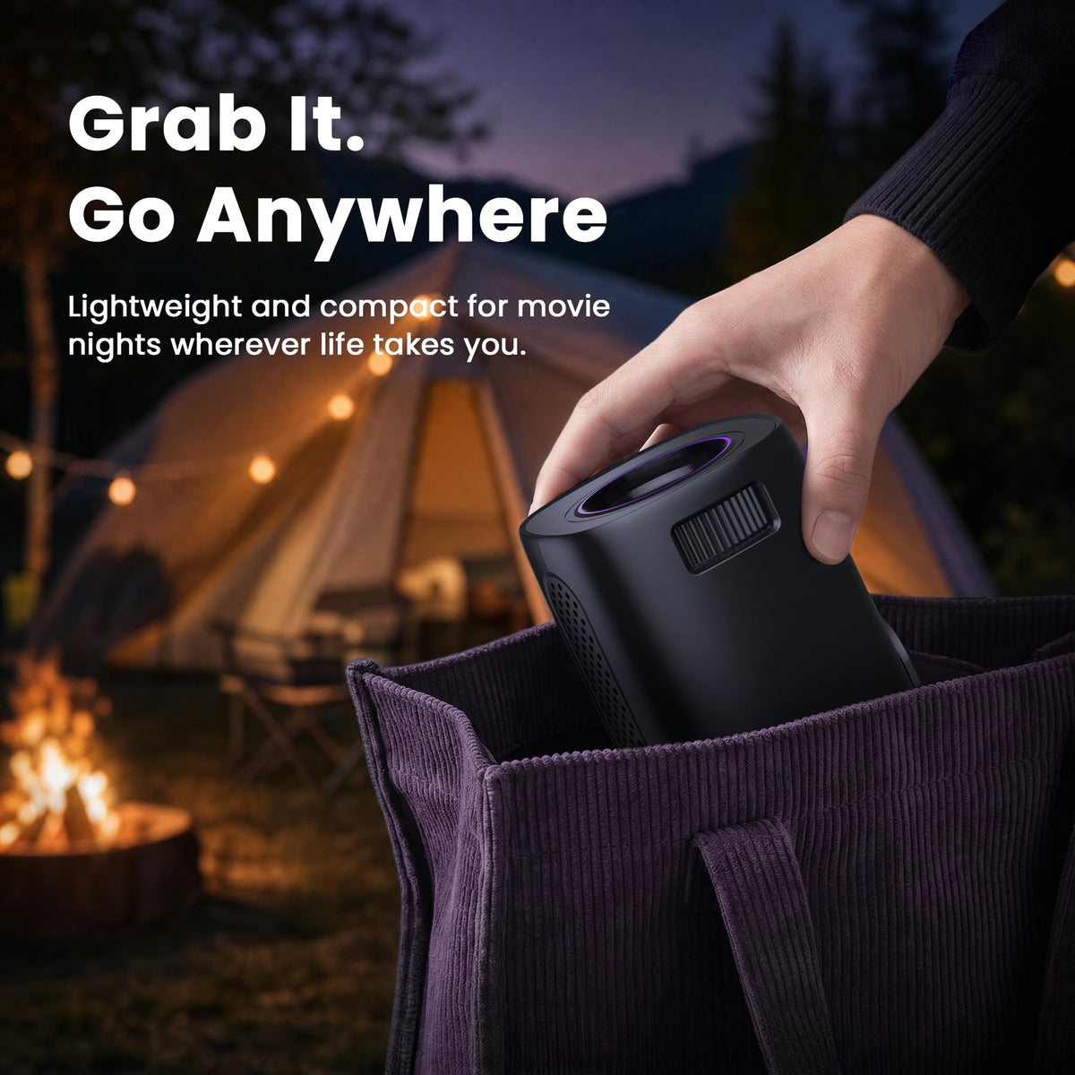 HAPPRUN Roku TV Smart Mini Projector with WiFi and Bluetooth for Portable