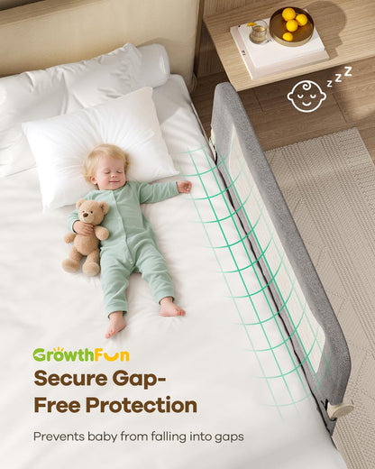 Foldable Bed Rail for Toddlers, 71in Reinforced Carbon Steel Frame&Connectors, Breathable Cationic Fabric - Safety Toddler Bed Rails for Queen, King, Twin, Full, No-Tool Setup.